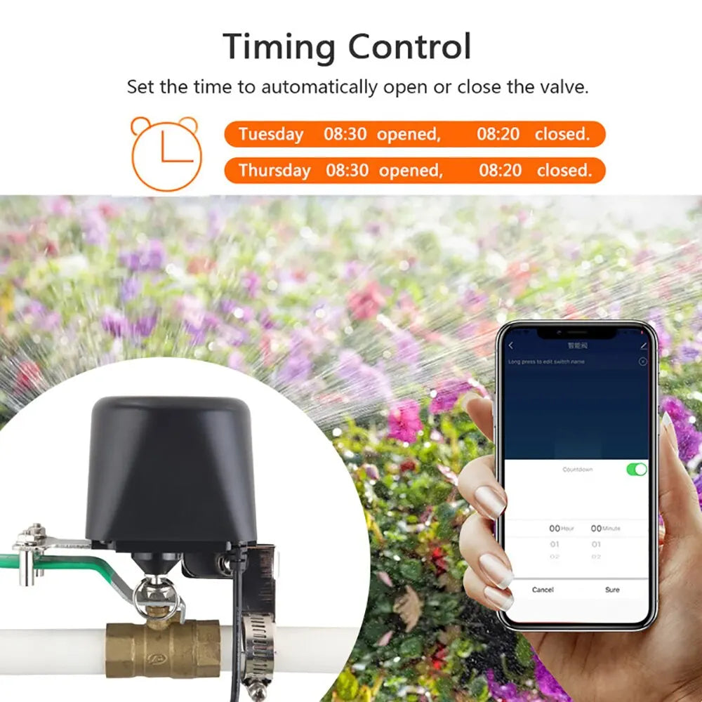 Tuya Smart WiFi Gas Valve Manually Open Valve Manipulator Control Home Automatically Shut-Off Gas Controller Work with Alexa