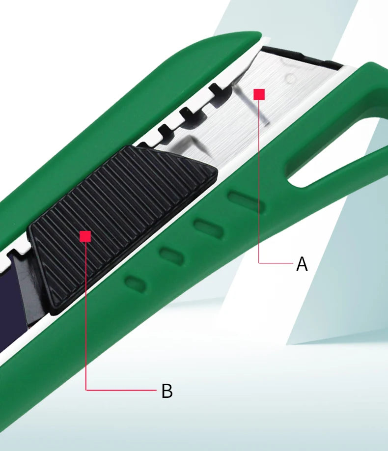 Couteau utilitaire rétractable robuste avec support de lame noir