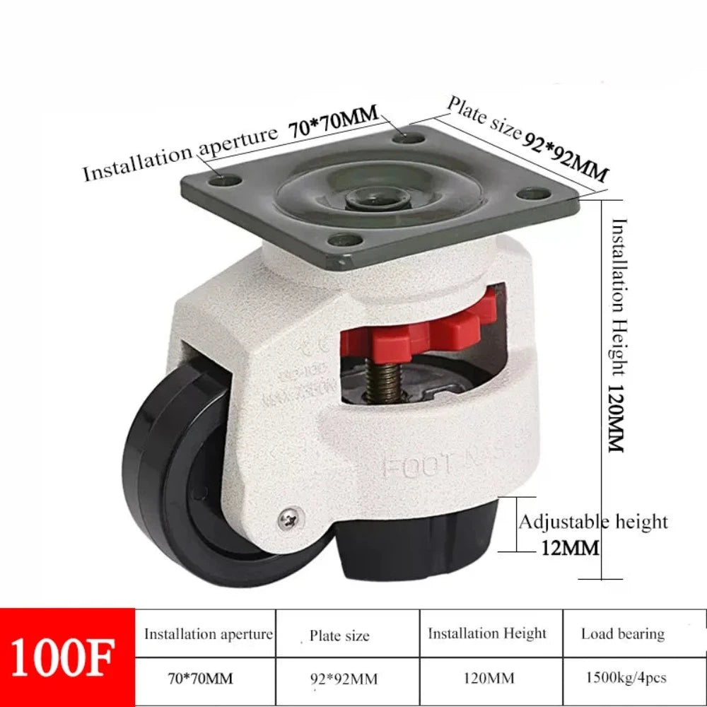 Niveauregulierungsrad, Schwermaschinenrolle, Hochleistungs-Industrierollen GD40F/60F/80F, Schwenklast 500 kg, für Möbelräder