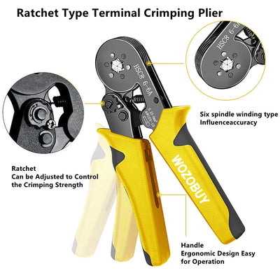 Ferrule Crimping Tool Kit with HSC8 6-6A/6-4A Pliers for Tubular Terminals 0.25-10 mm²