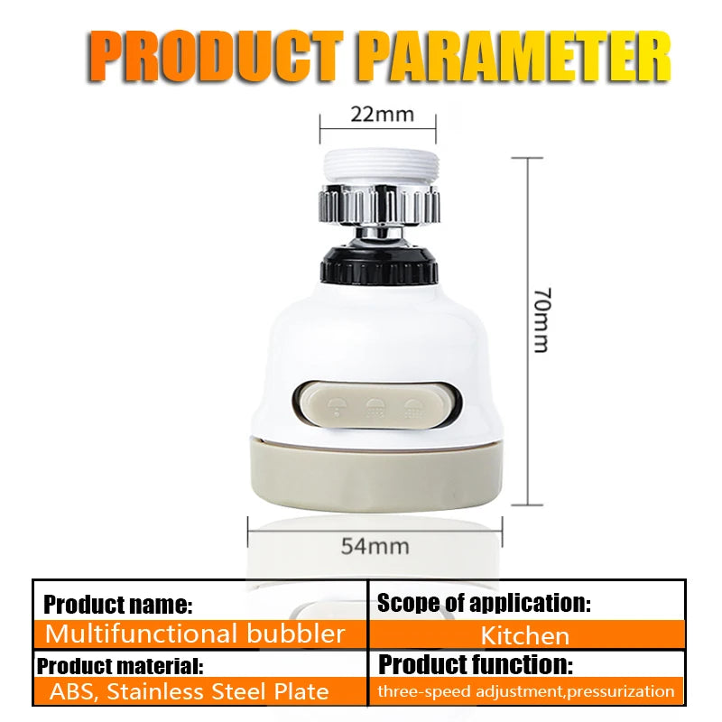 360° Rotating Kitchen Faucet Aerator – Water-Saving Tap, Shower Head, Filter Nozzle, Diffuser