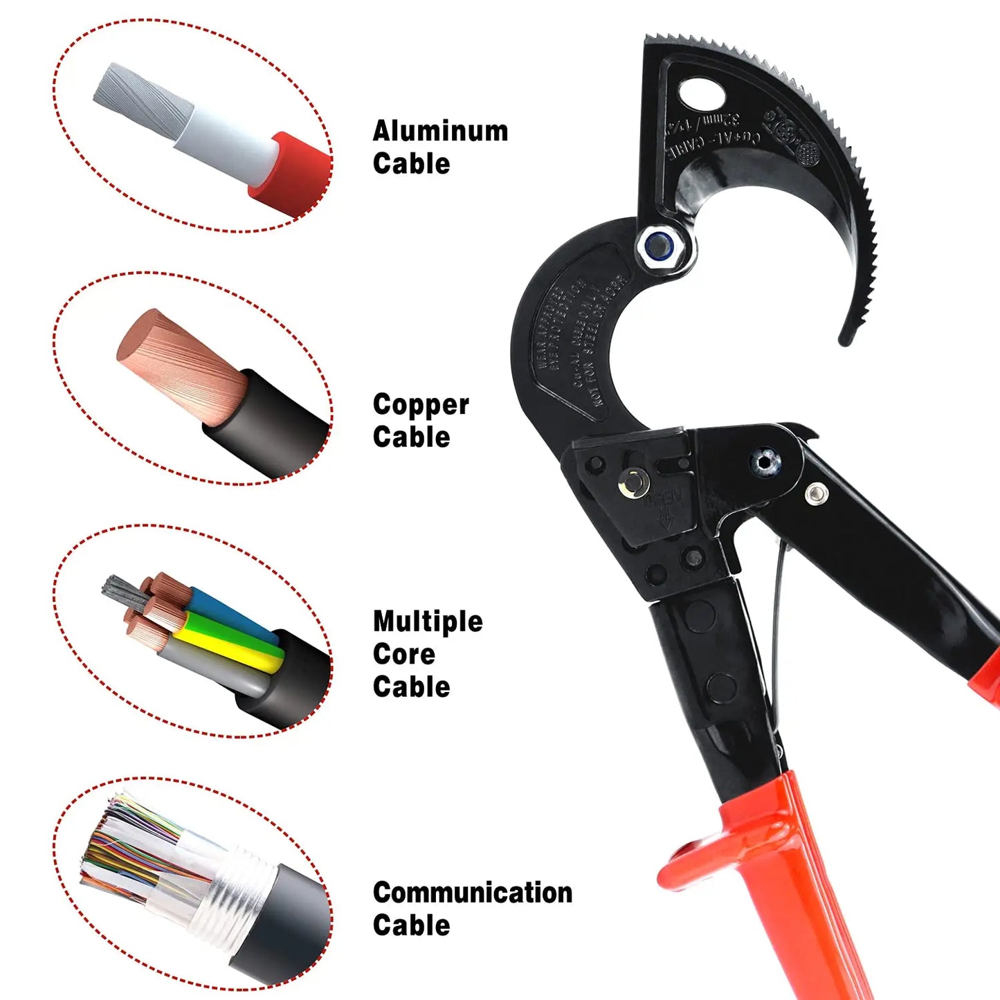 Coupe-câble à cliquet robuste pour électriciens, coupe-câble en aluminium et cuivre, fil souple jusqu'à 600MCM / HS-325A, 1 pièce