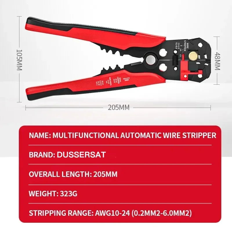 Professional Electrician Crimper Cable Cutter - Adjustable Automatic Wire Stripper Pliers