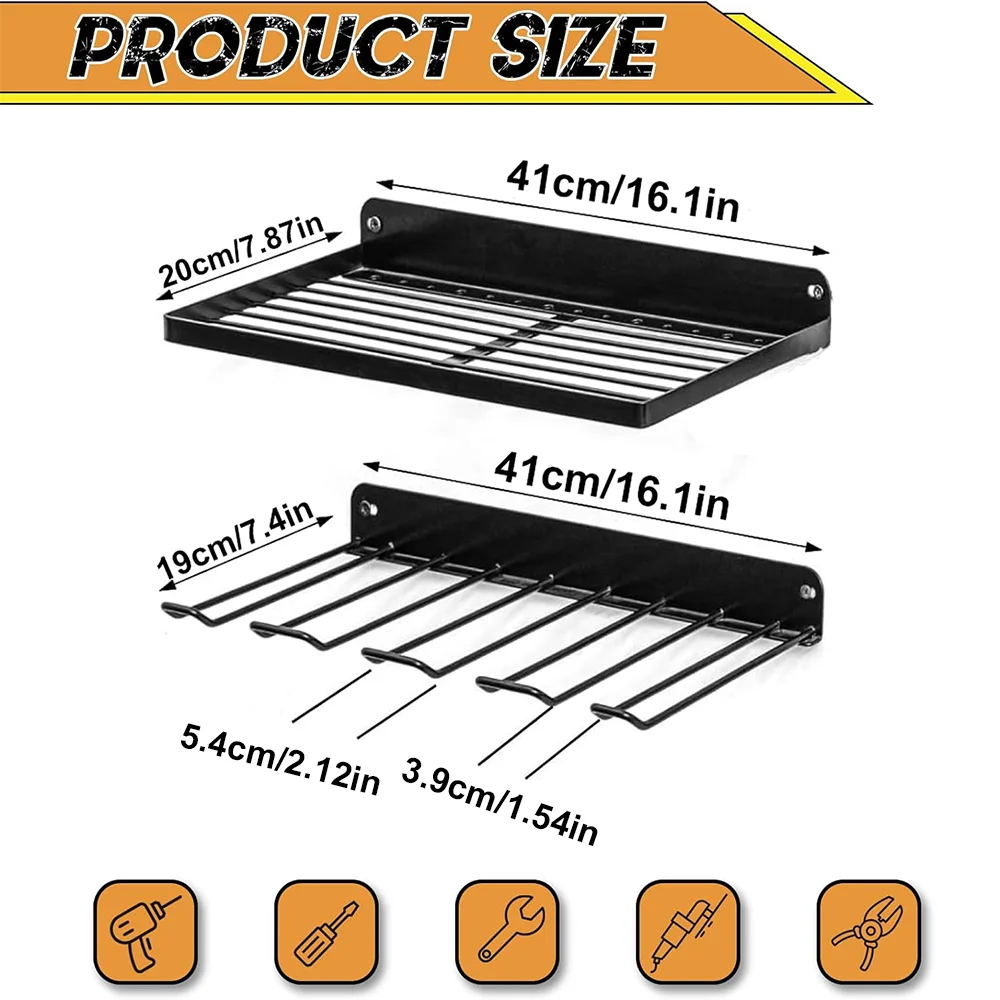 Support mural pour outils électriques, 2 paquets, support de rangement mural robuste pour panneau perforé, ensemble d'outils de rangement pour perceuse, tournevis, support de rangement pour atelier/Garage 