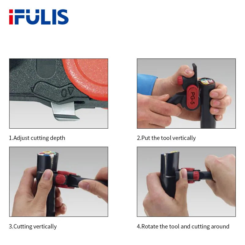 Couteau à dénuder les câbles, Type roue à cliquet, dénudage des câbles pour ≥ 25mm, outil de pince à éplucher les câbles ronds, PG-5