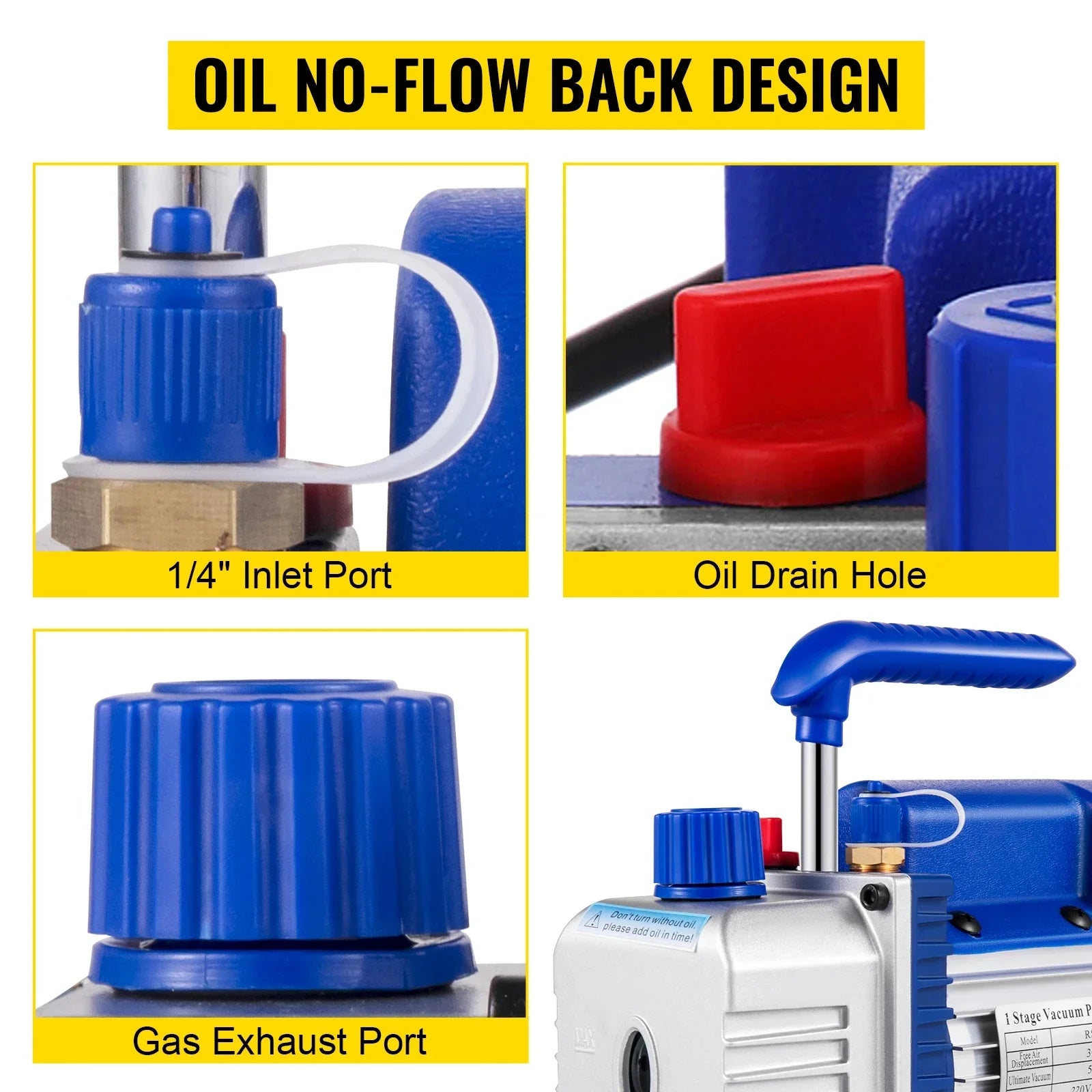 Oil No-Flow Back design Vacuum Pump