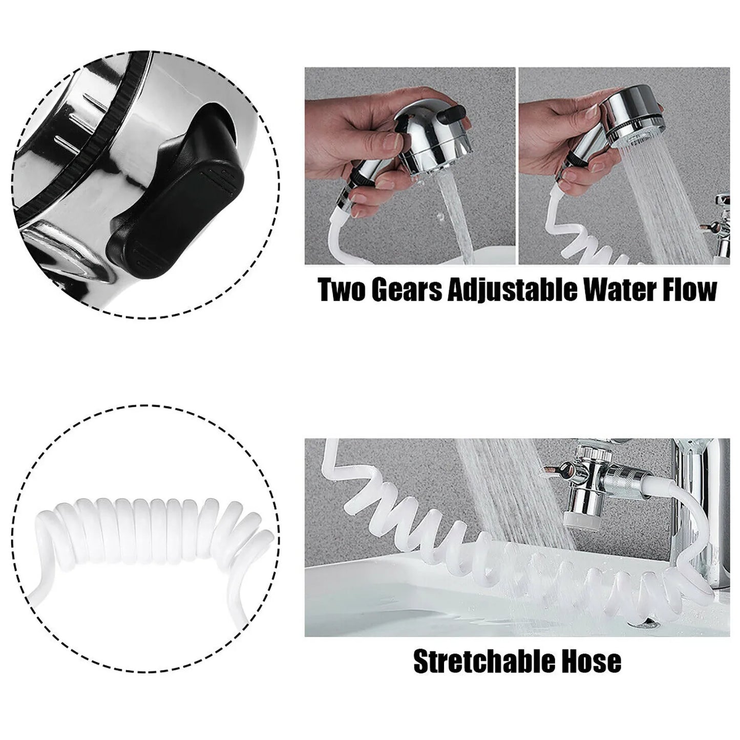 Adjustable Bathroom Sink Faucet Sprayer: Wall-mounted Shower Set with Suction for Easy Install