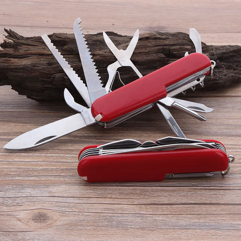 11-in-1 Multifunctional Swiss Knife with Scissors - Stainless Steel Emergency Tool