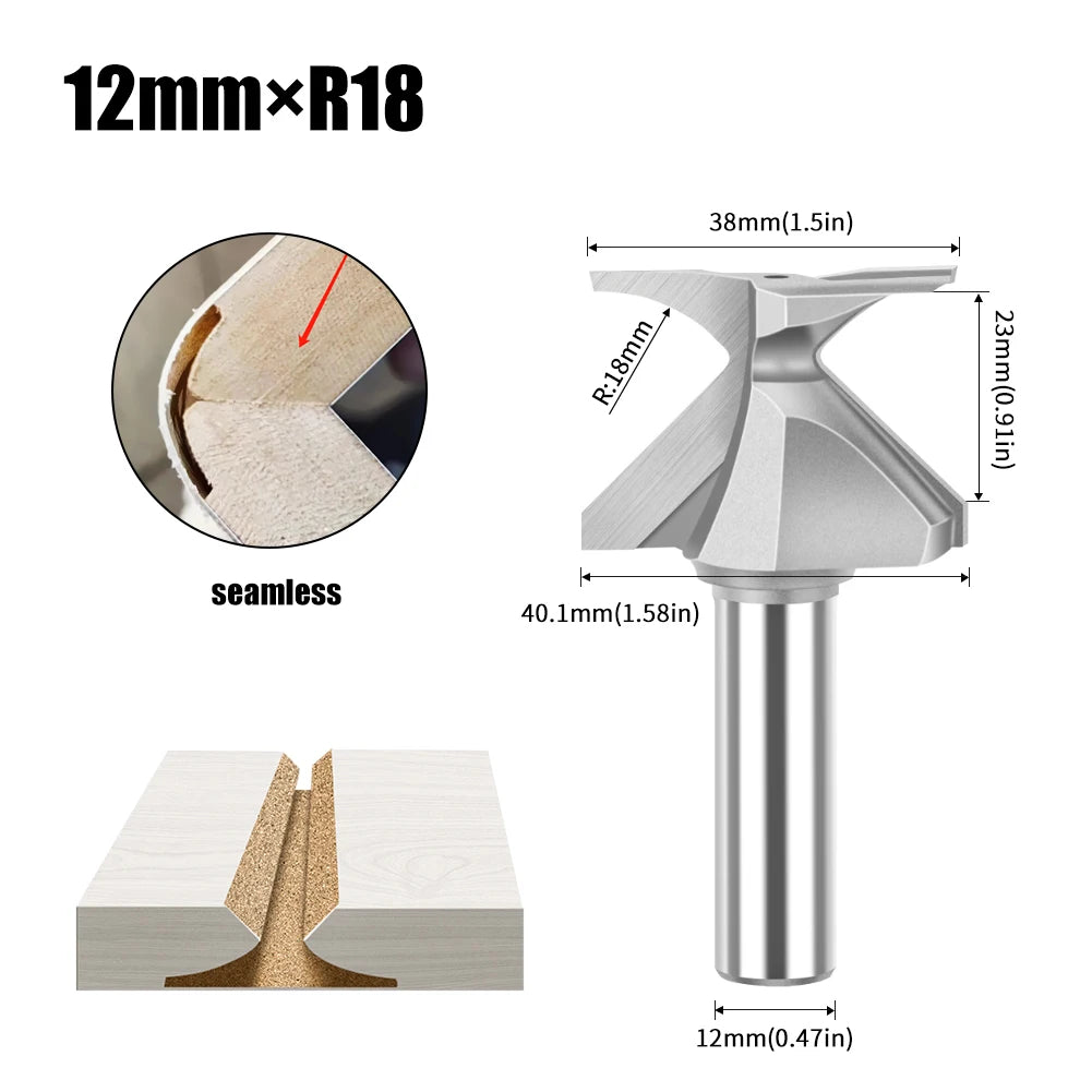 R18/R30/R50 1/2-Inch Shank Arc Bending Router Bit - Woodworking Milling Cutter for Precision Carpentry