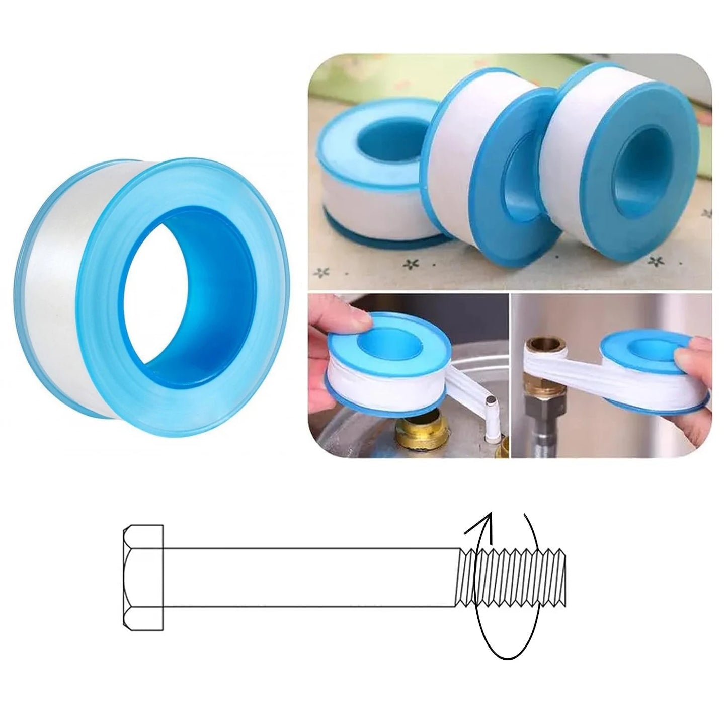 1-10 rolls of PTFE water pipe tape oil-free tape sealing tape pipe fittings thread sealing tape home improvement public pipe