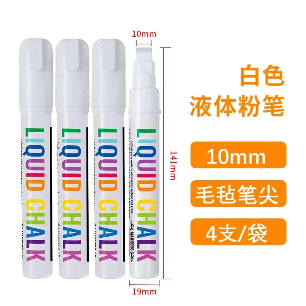 White Liquid Chalk Set White Board Pen Marking Pen Advertising LED Light Board Pen Water Erasable Marking Pen