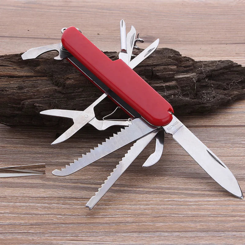 11-in-1 Multifunctional Swiss Knife with Scissors - Stainless Steel Emergency Tool