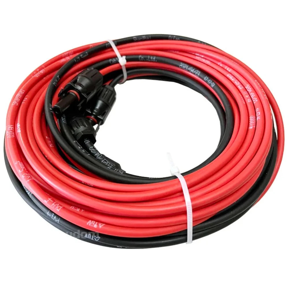 1 paire de câbles d'extension de panneau solaire, fil de cuivre 6 4 2.5 mm² 10 12 14 AWG noir et rouge avec connecteurs de fils solaires PV