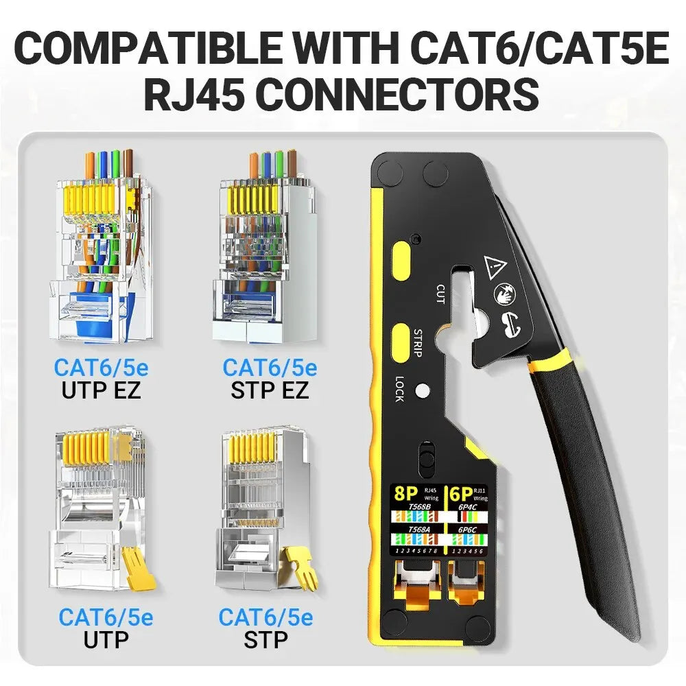 Strumento di Crimpatura RJ45 EZ: Multifunzionalità per cavi di rete e telefonici