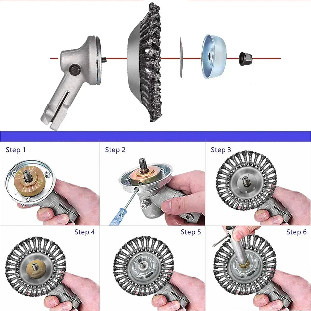 Universal Grass Trimmer Head Steel Wire Brush 