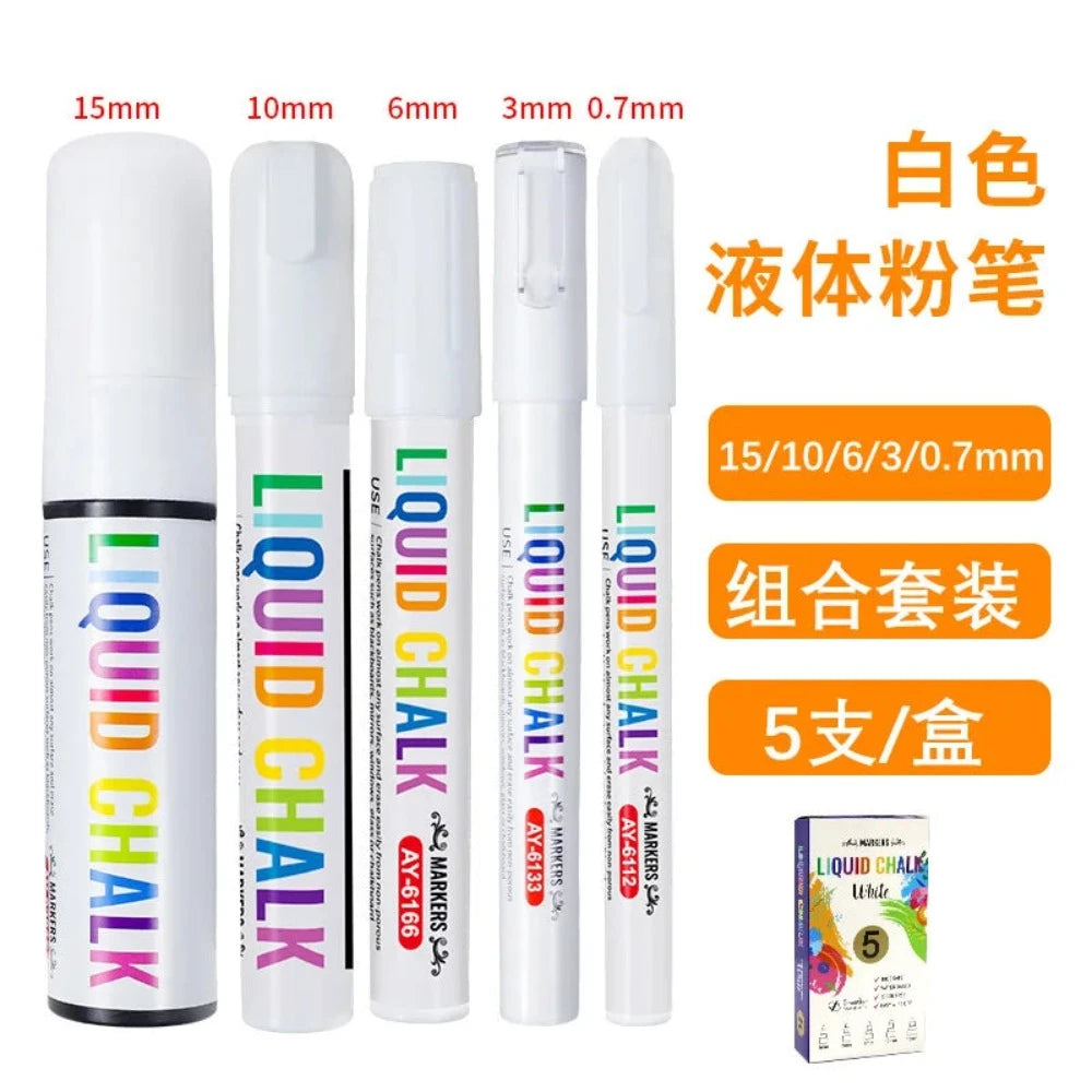 White Liquid Chalk Set White Board Pen Marking Pen Advertising LED Light Board Pen Water Erasable Marking Pen