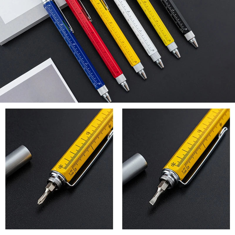 6-in-1 Multifunctional Metal Pen with Ruler, Screwdriver, Stylus, Level & Ballpoint