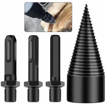 32/42/50MM Firewood Splitter Drill Bit Wood Cone Punch with Square/Round/Hex Shank