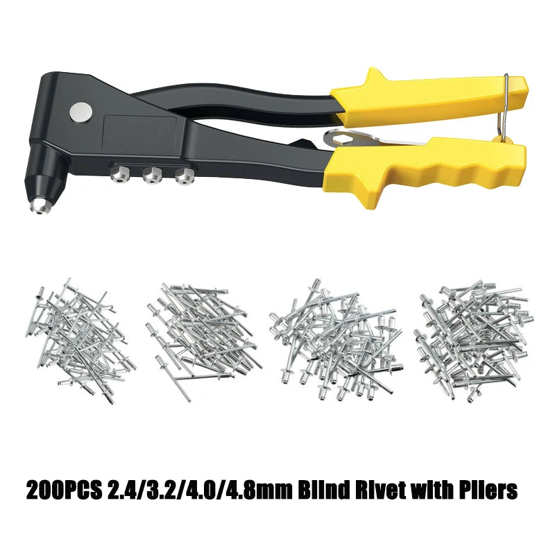 200pcs Heavy Duty Aluminum Rivet and Riveter Set