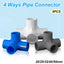 5 pcs 4-Way PVC Water Pipe Connector Fittings Home Garden Irrigation Aquarium Water Tube Fittings Joint Adapter