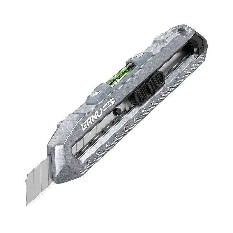 Heavy-Duty Steel Utility Knife with Ruler, Level, and Multifunctional Features