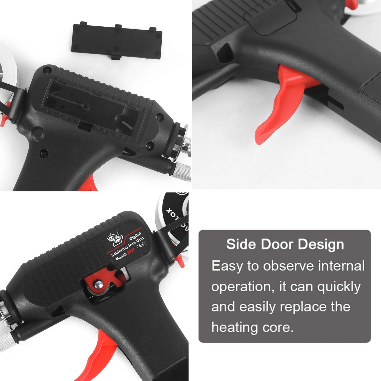 80W EU Digital Display Soldering Iron Gun with 180-520°C Adjustable Temperature and Automatic Tin Feed for DIY Repair