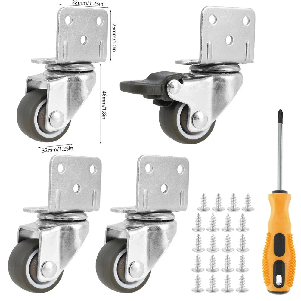 Roulettes de meubles pivotantes universelles, avec frein de sécurité, roues de chariot silencieuses, 4 pièces