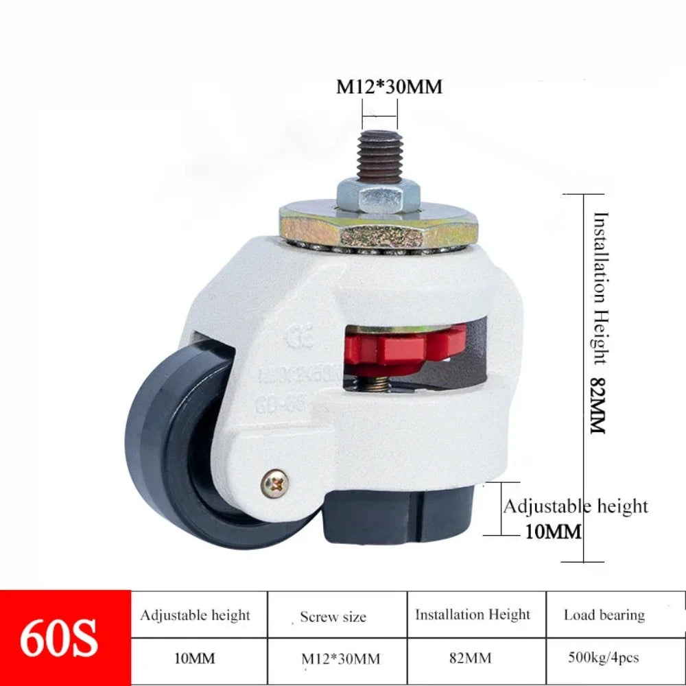 Niveauregulierungsrad, Schwermaschinenrolle, Hochleistungs-Industrierollen GD40F/60F/80F, Schwenklast 500 kg, für Möbelräder