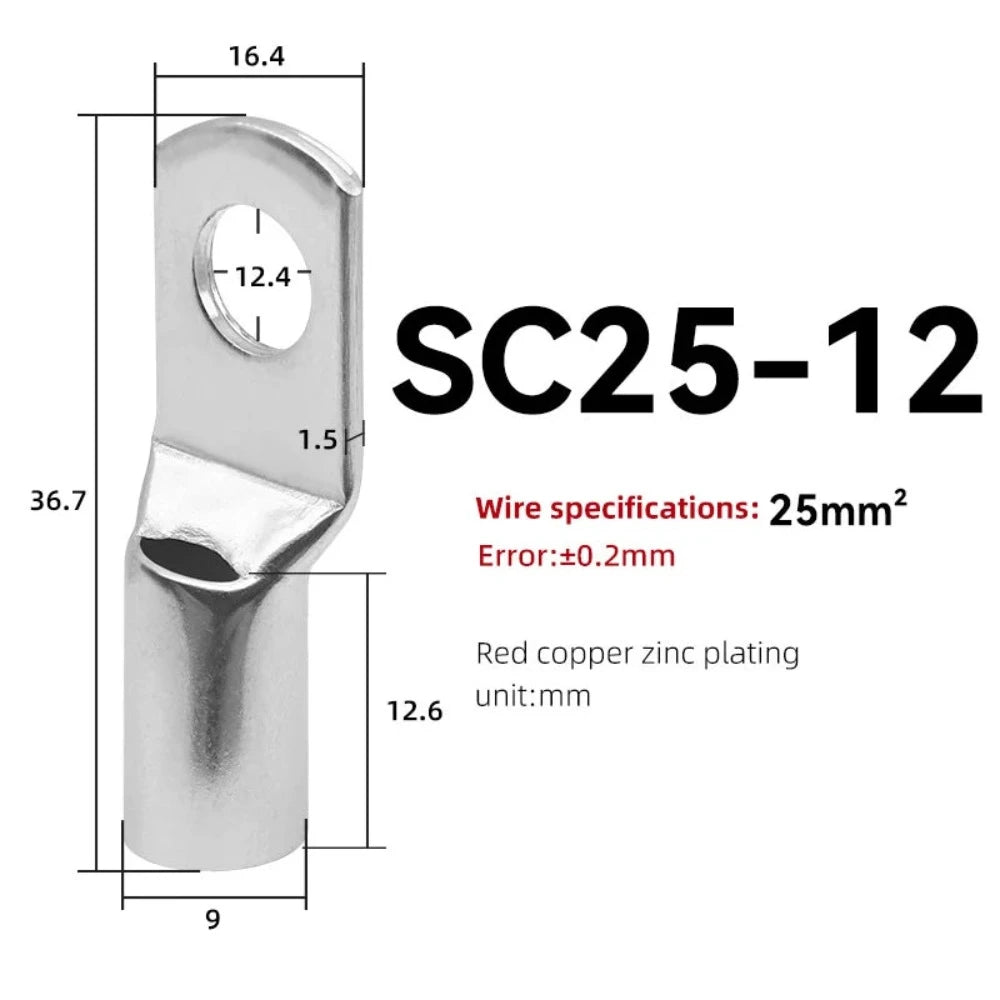 10 STÜCKE SC Typ Draht Nase Terminal SC16 SC25 SC35 16-35 mm² Crimp Draht Nase Terminal Kabel Stecker Verzinnt Kabelschuh 6-2AWG