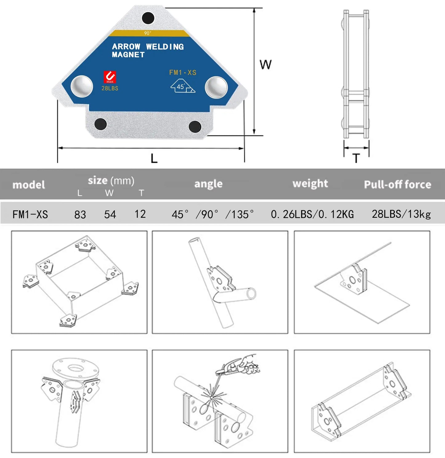 Set di Fissaggio Magnetico per Saldatura: Efficienza e Durata con Angoli Multipli