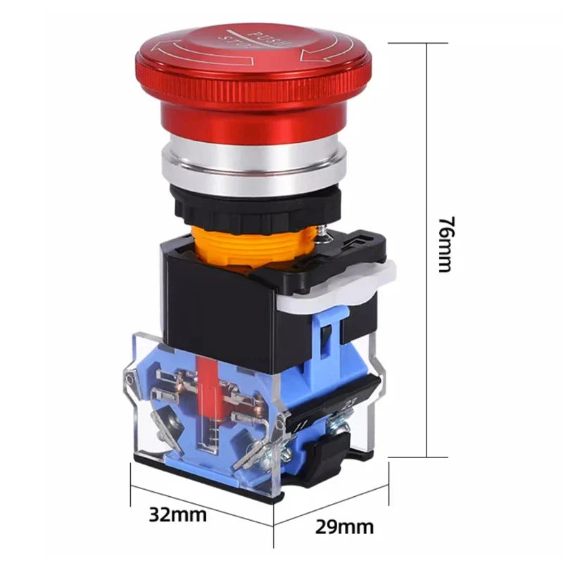 Interruttore di Arresto di Emergenza Impermeabile da 22mm con Manopola a Blocco Automatico