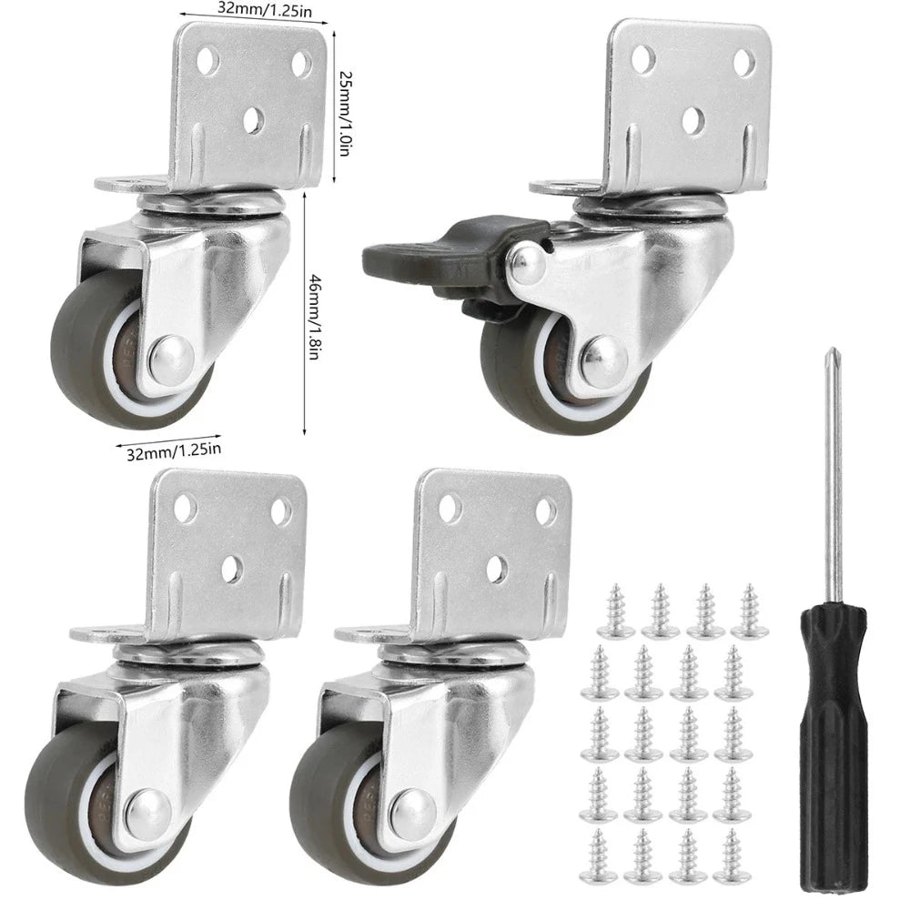 Roulettes de meubles pivotantes universelles, avec frein de sécurité, roues de chariot silencieuses, 4 pièces