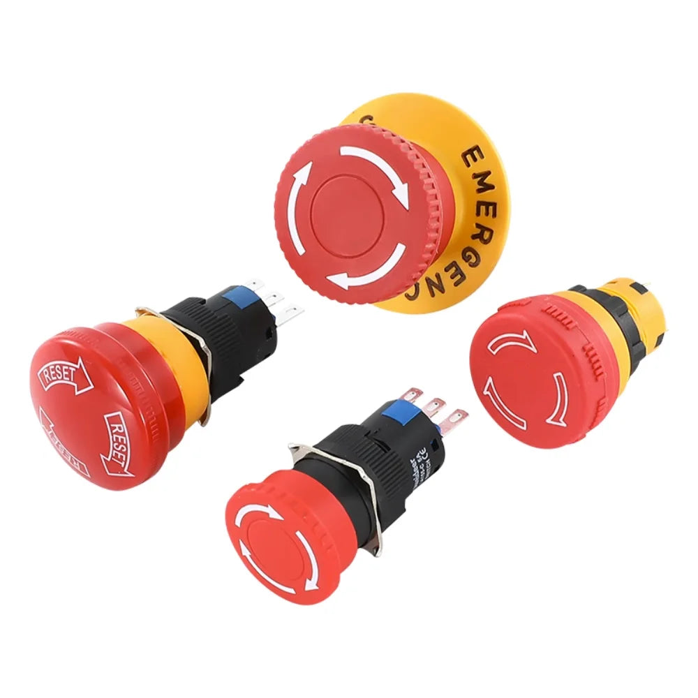 Plastic Emergency Stop Switch Self Locking Latching Button Red Mushroom Head Switch