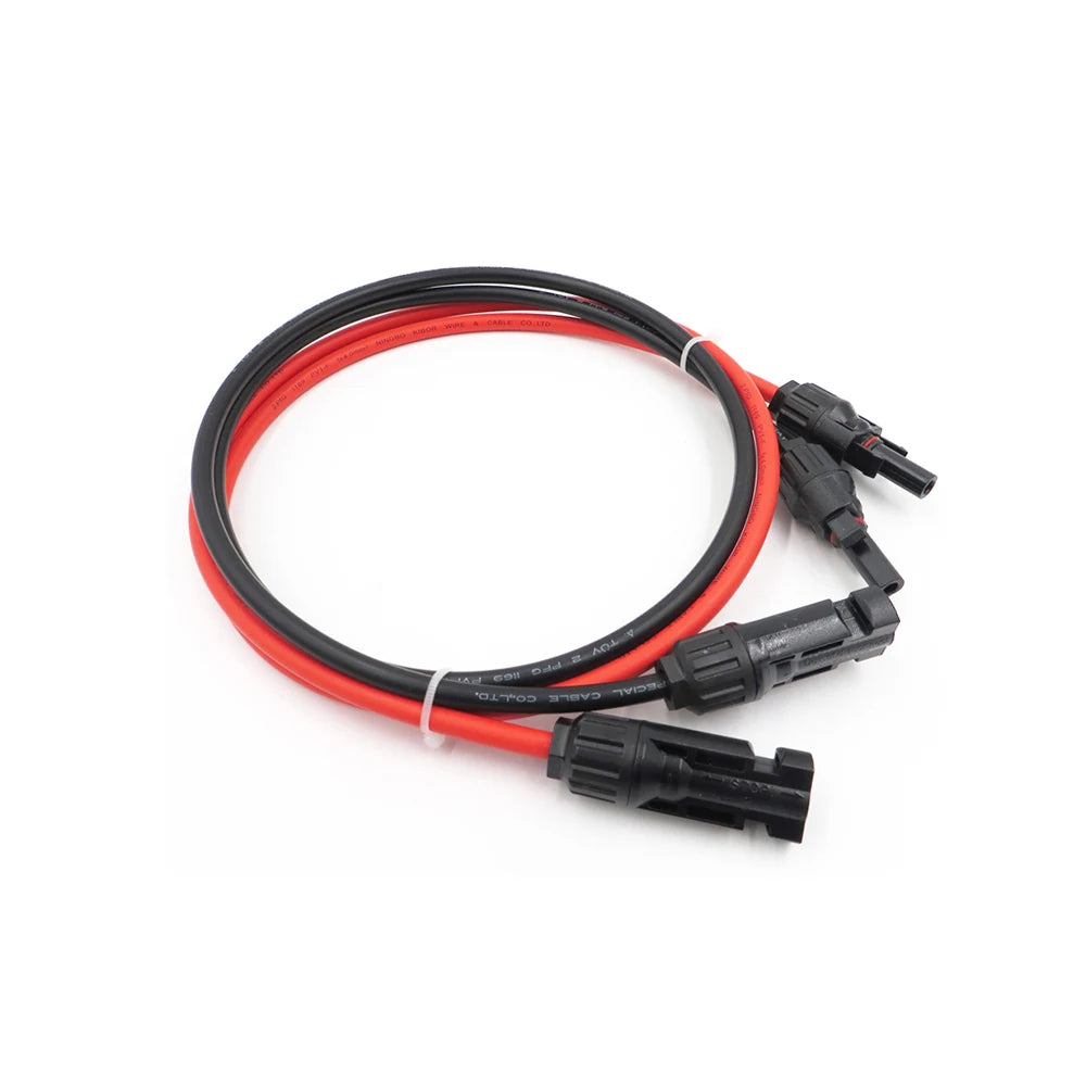 1 paire de câbles d'extension de panneau solaire, fil de cuivre 6 4 2.5 mm² 10 12 14 AWG noir et rouge avec connecteurs de fils solaires PV