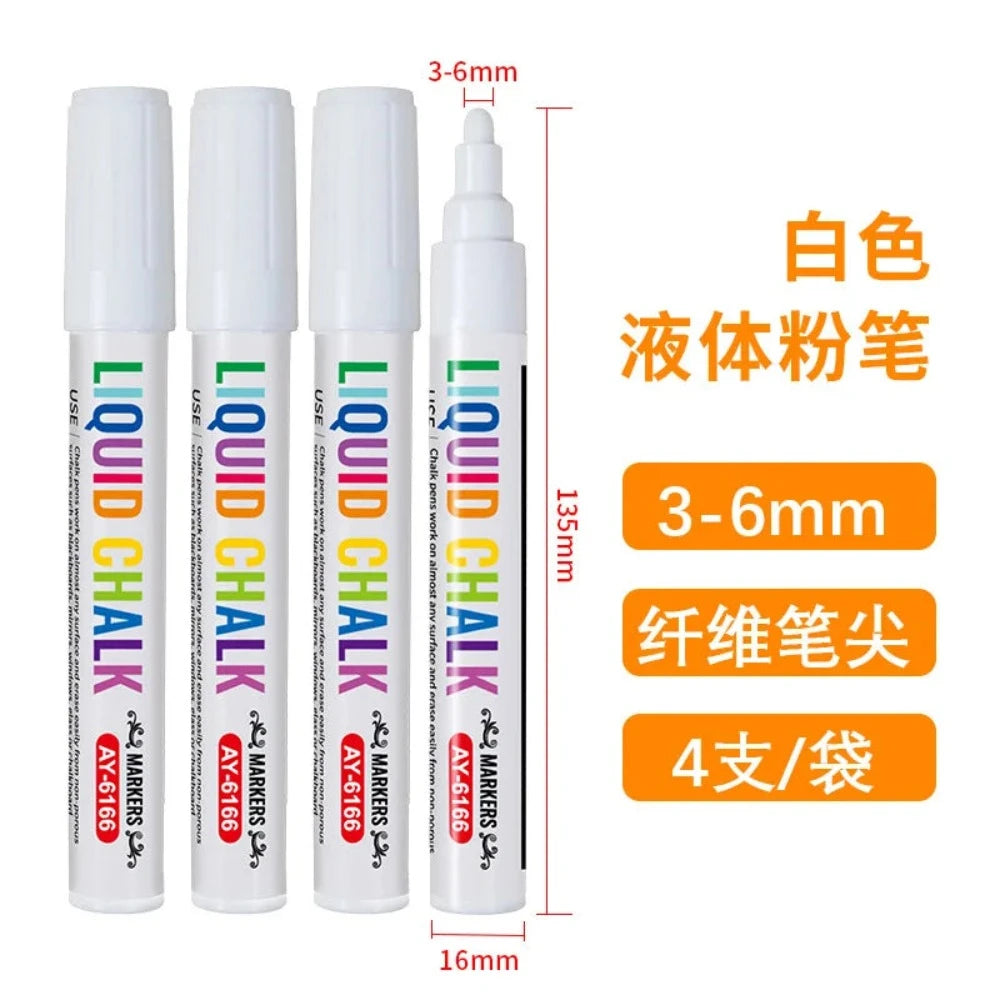 White Liquid Chalk Set White Board Pen Marking Pen Advertising LED Light Board Pen Water Erasable Marking Pen