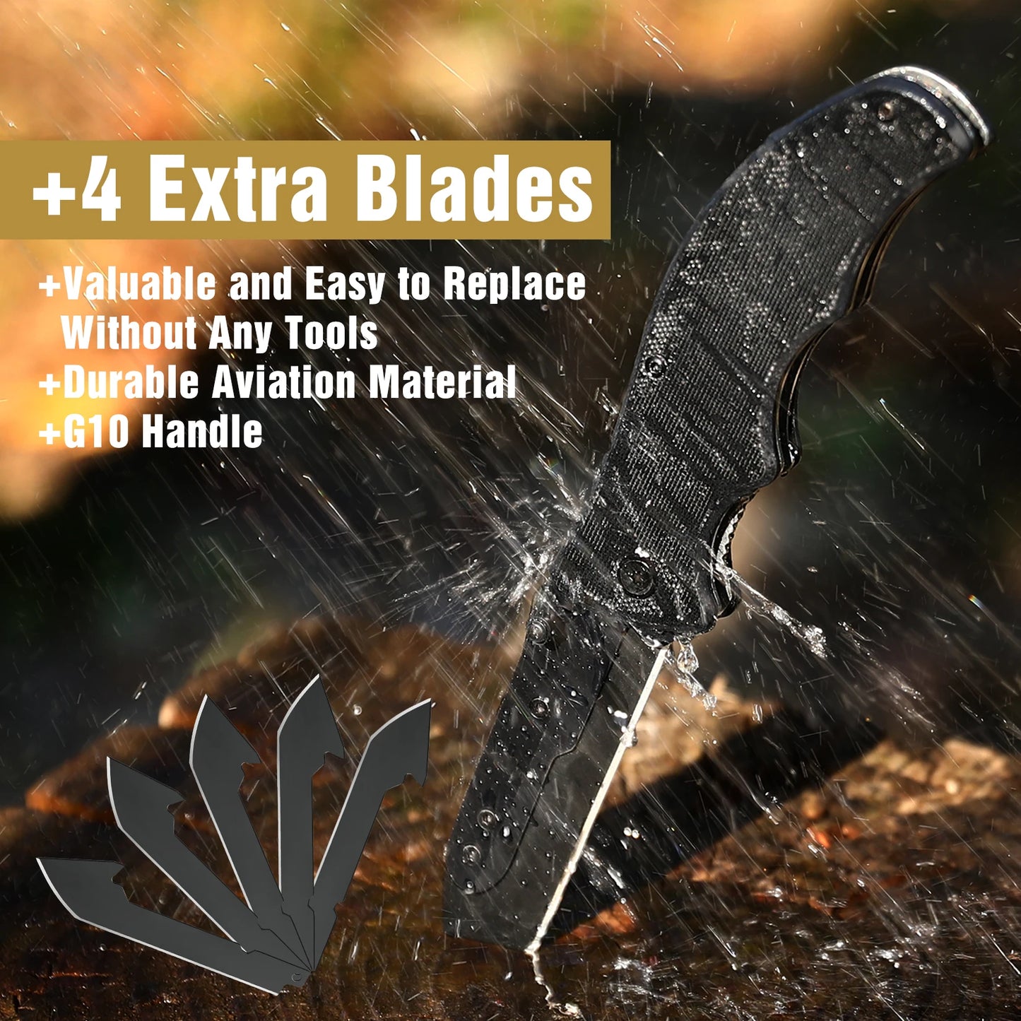 Outdoor Survival Folding Knife with 5PC Blades - Pocket Multifunction Tool