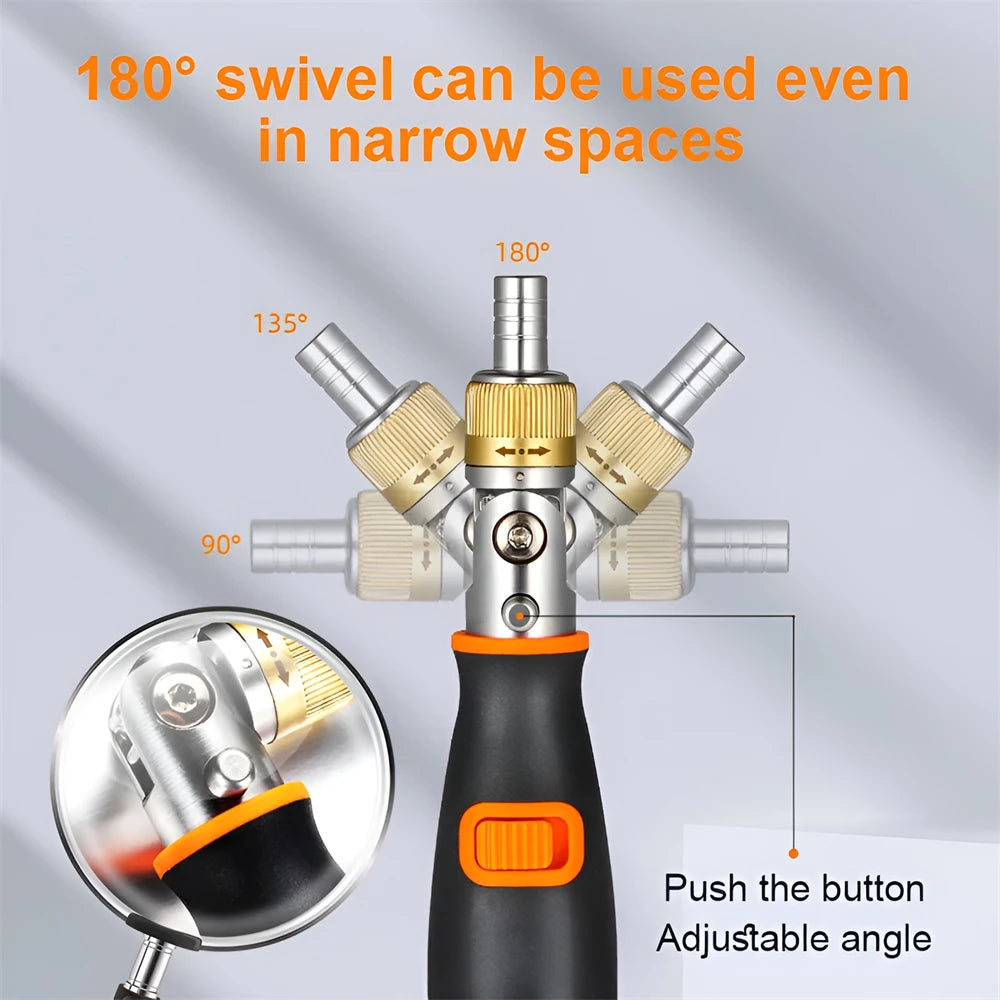 10-in-1 Multifunctional Ratchet Screwdriver Set: Portable with Hidden Head and Corner Capable Design