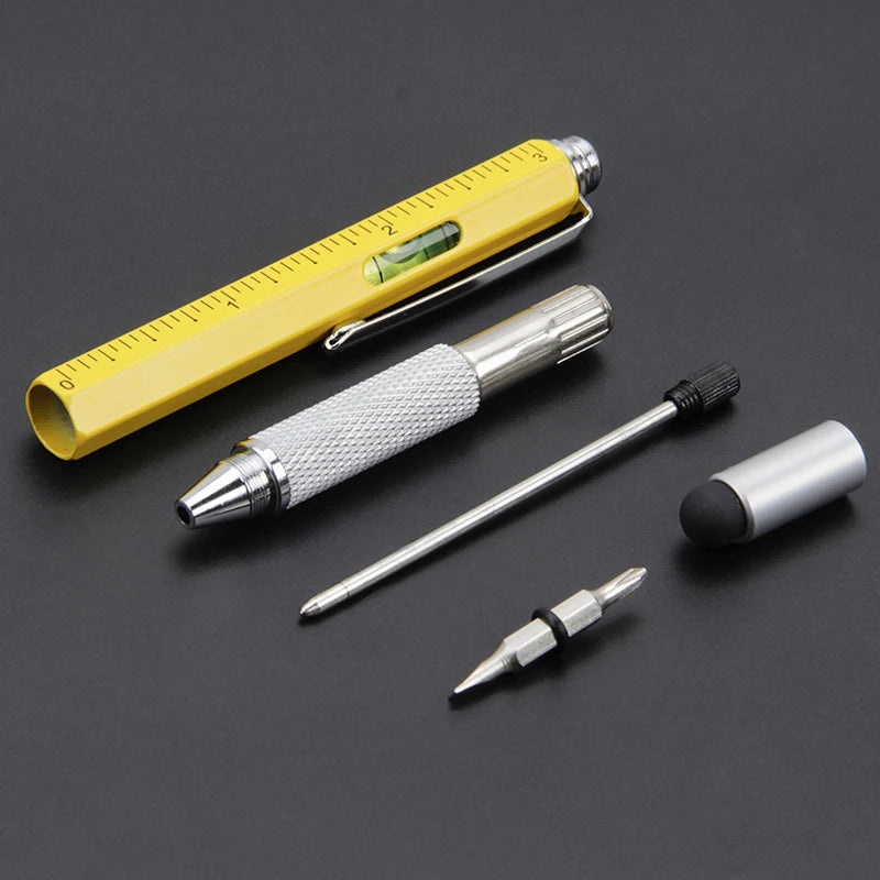 6-in-1 Multifunctional Metal Pen with Ruler, Screwdriver, Stylus, Level & Ballpoint