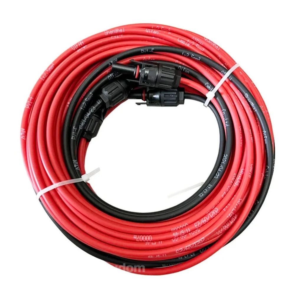 1 paire de câbles d'extension de panneau solaire, fil de cuivre 6 4 2.5 mm² 10 12 14 AWG noir et rouge avec connecteurs de fils solaires PV