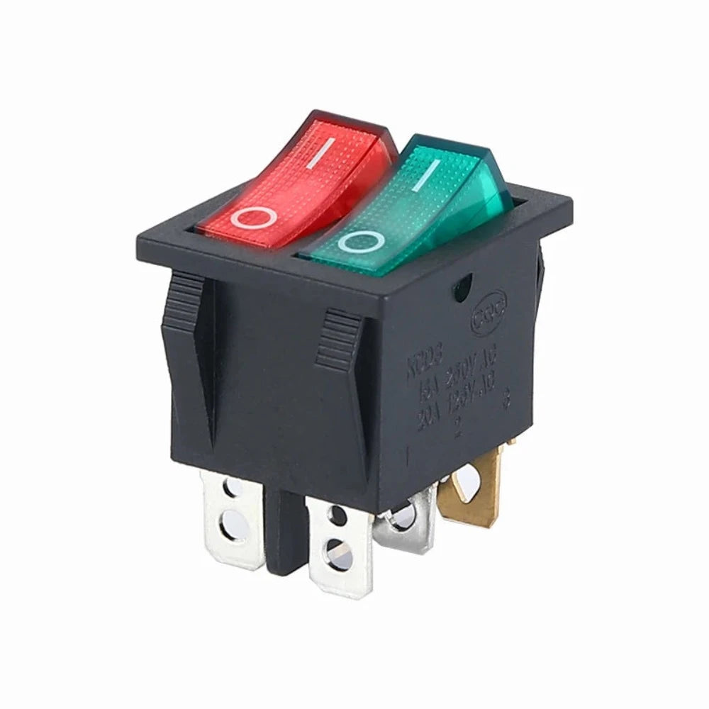 1PCS KCD8 6PIN 16A 250V 20A 125V Double Light Switch Rocker Switch Waterproof ON-OFF KCD6 Boat Power Switch