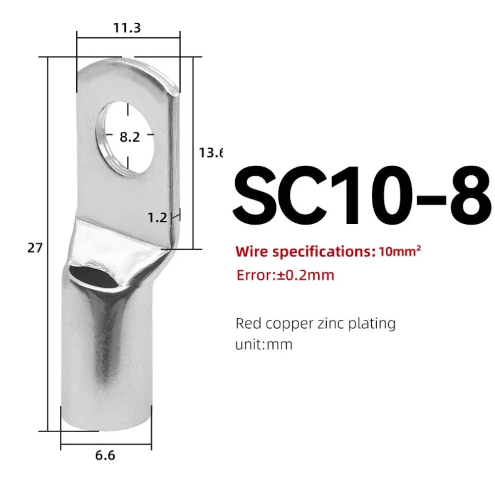 10 STÜCKE SC Typ Draht Nase Terminal SC16 SC25 SC35 16-35 mm² Crimp Draht Nase Terminal Kabel Stecker Verzinnt Kabelschuh 6-2AWG