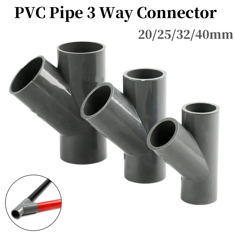 PVC Oblique Tee 45Degree Connector Garden Irrigation Y-type Pipe Fitting Aquarium Fish Tank Watering Joint