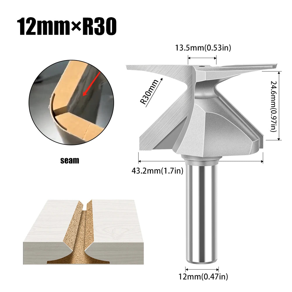 R18/R30/R50 1/2-Inch Shank Arc Bending Router Bit - Woodworking Milling Cutter for Precision Carpentry