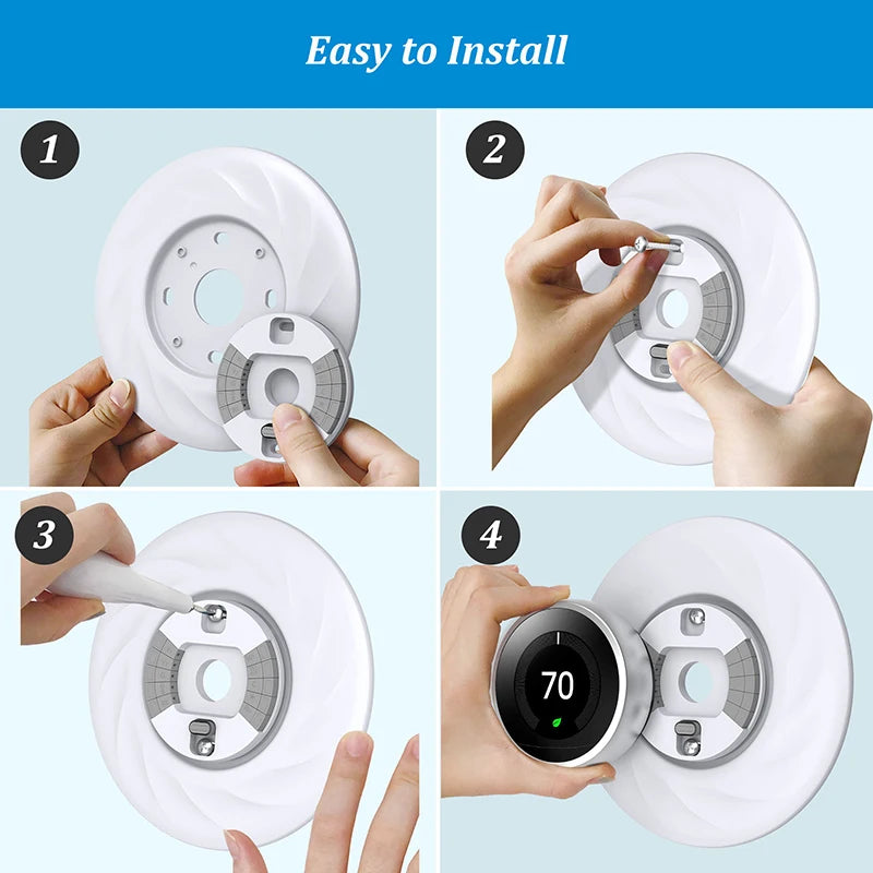 Plaque murale adaptée au thermostat Google Nest 3ème/2ème/1ère génération Plaque murale facile à utiliser Couvercle rond stéréoscopique Support de support domestique