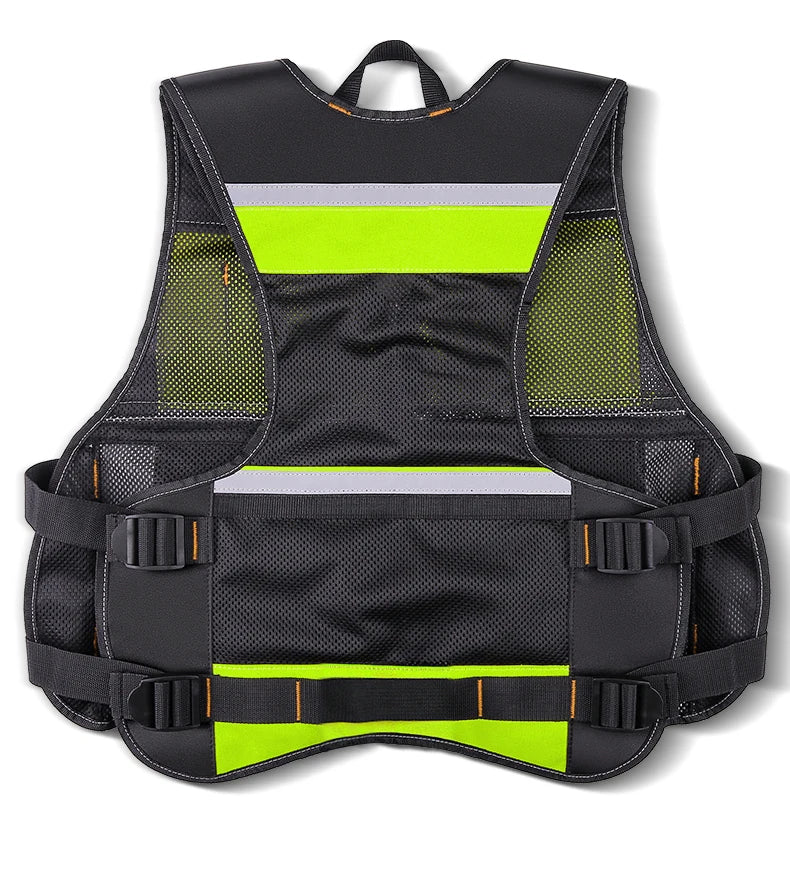 Heavy-Duty Reflective Tool Vest: Multi-Pocket Safety Vest for Electricians and Workers