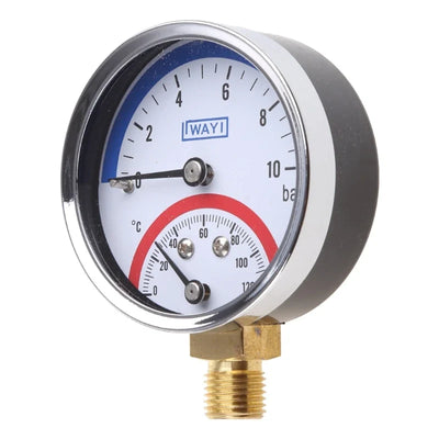 Compact Thermo-Manometer: 0-10 Bar, 0-120℃ Boiler Gauge