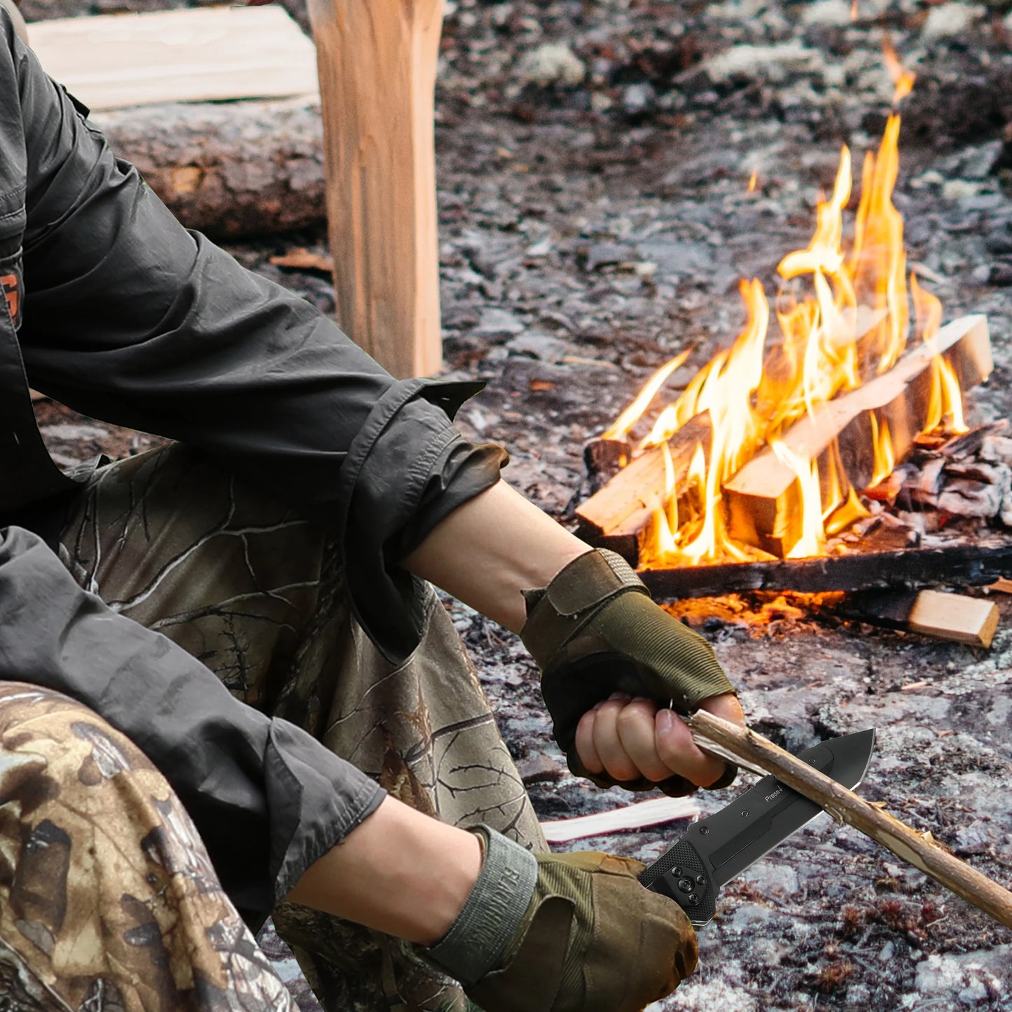 Couteau pliant de survie en plein air avec 5 lames - Outil multifonction de poche