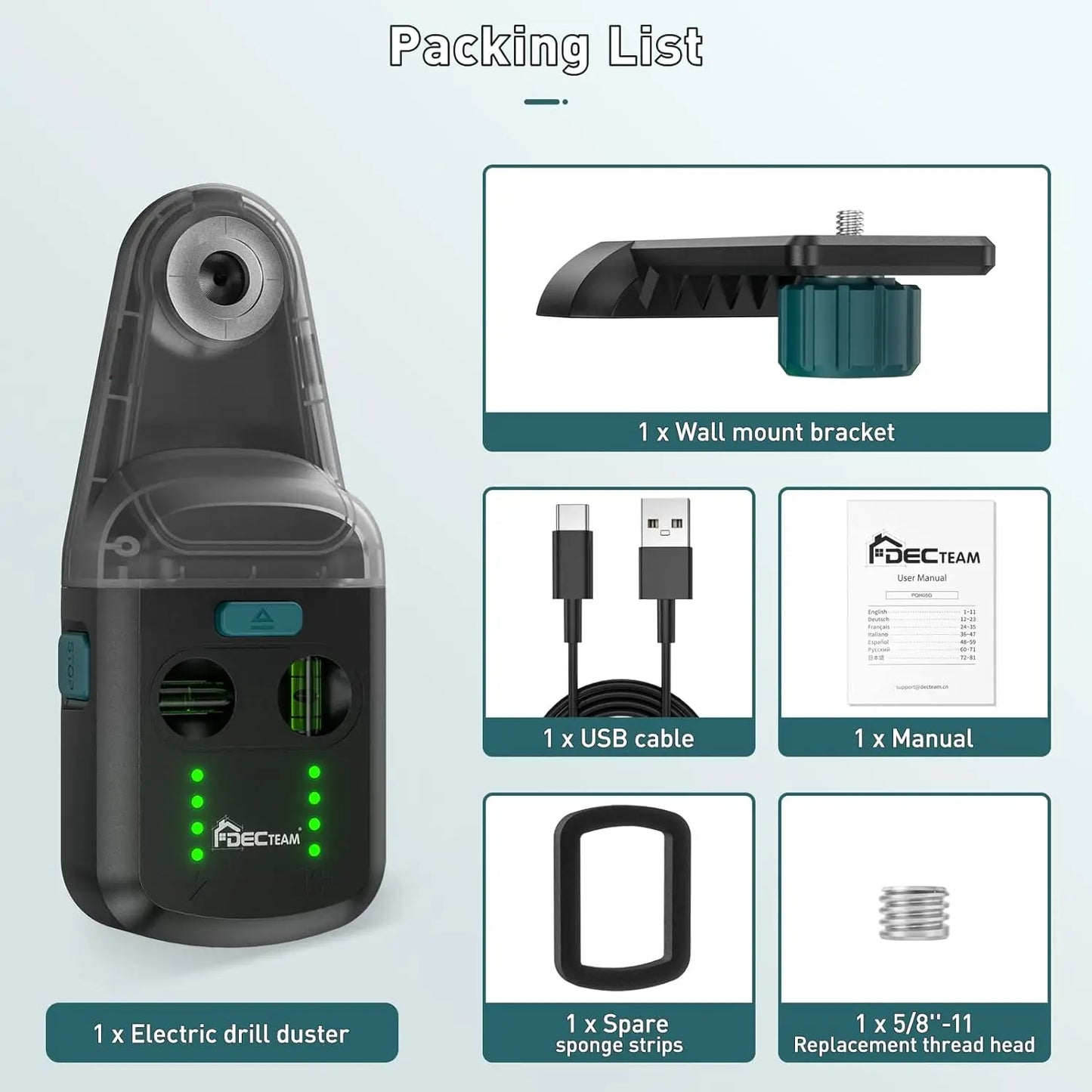 4-in-1 Laser Level & Dust Collector – DIY Drill Bit & Wall Bracket