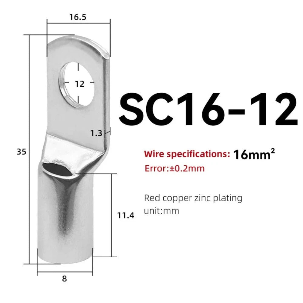 10 STÜCKE SC Typ Draht Nase Terminal SC16 SC25 SC35 16-35 mm² Crimp Draht Nase Terminal Kabel Stecker Verzinnt Kabelschuh 6-2AWG