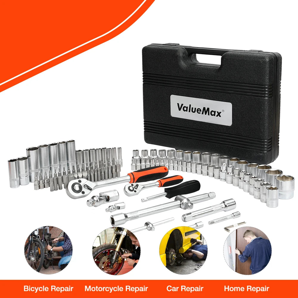 ValueMax 27-122PC Ensemble d'outils de réparation – Kit de douilles pour atelier à domicile